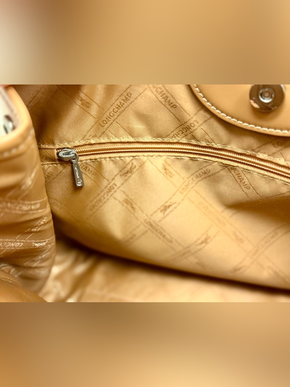 LONGCHAMP Vintage Classic Everyday Camel Leather Roseau Bag - MADE IN FRANCE - Picture 11 of 16